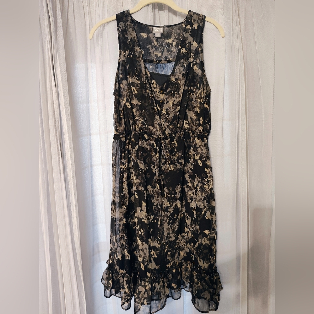 Converse Black and Cream Floral Midi Dress, Women's Size Small